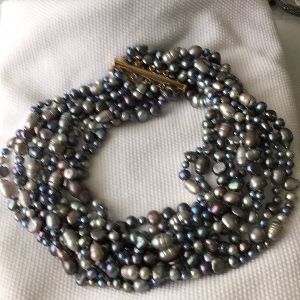 Freshwater pearl multi-strand choker